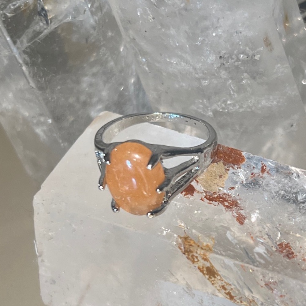 Yellow Calcite Healing Stone in a Stainless steel Ring size 8.5